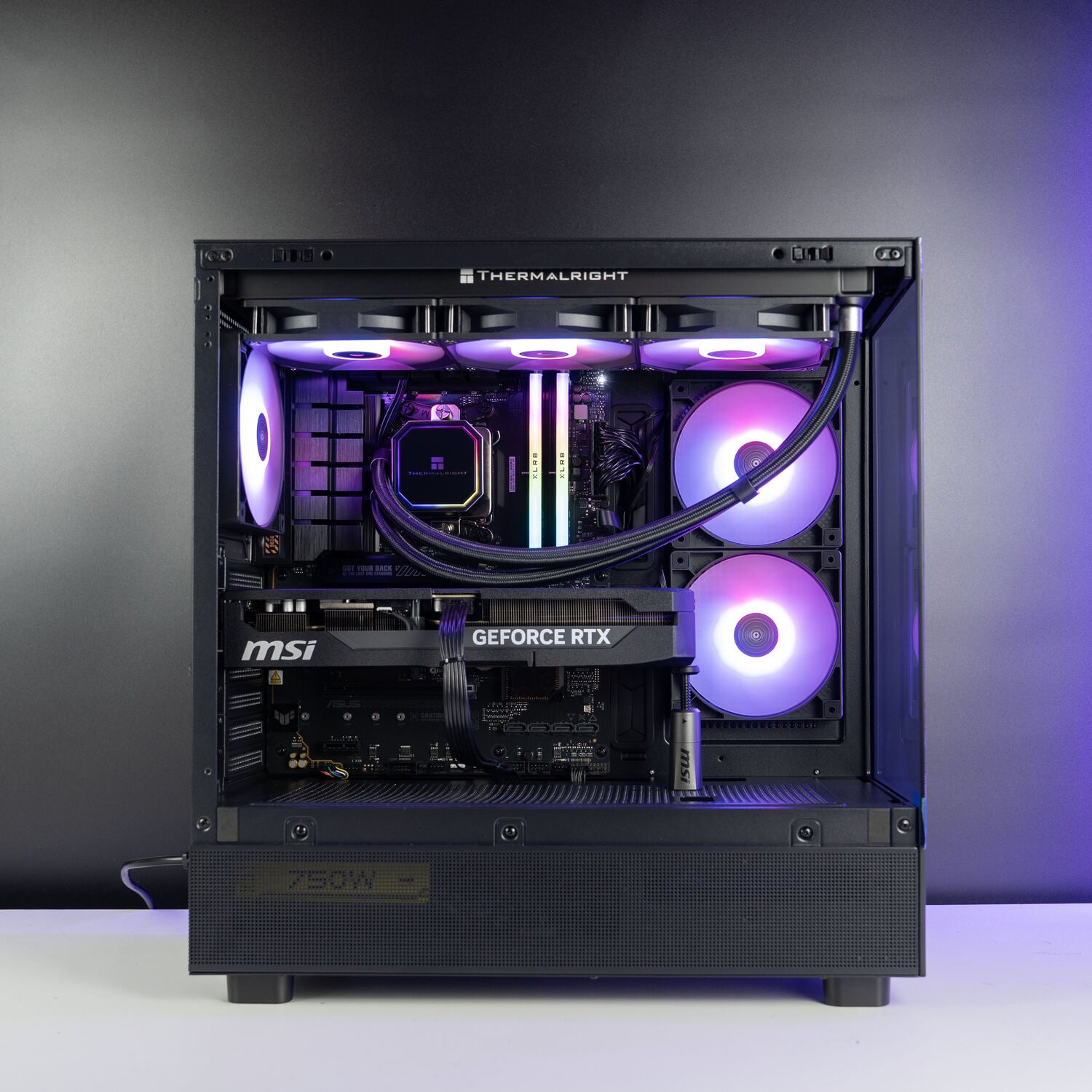 Black AMD custom gaming PC with RGB lighting– Ryzen 7 7800X3D with RTX 5070 Ti, 32GB DDR5, 2TB SSD in Montech XR case, built for 1440p/4K gaming in Australia