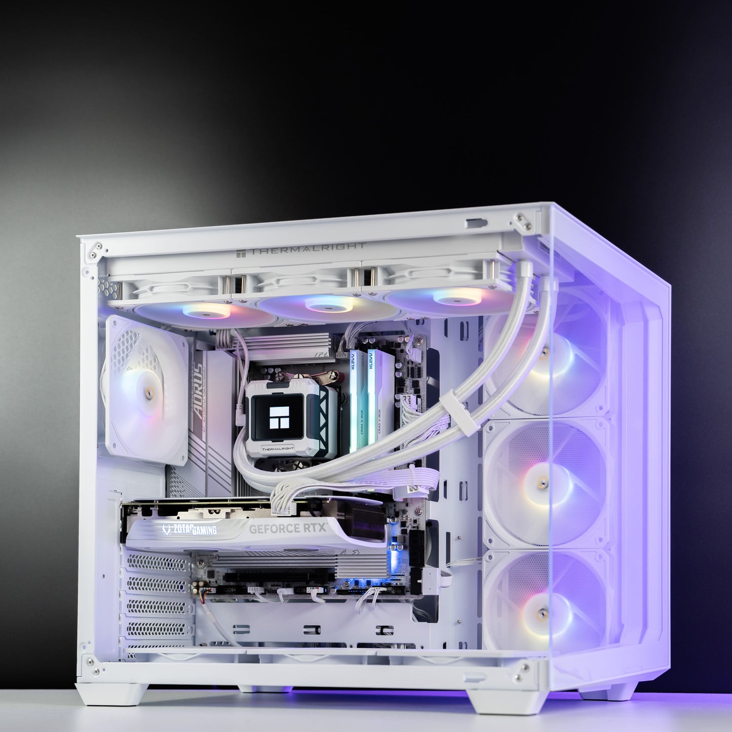 White custom AMD gaming PC with RGB lighting – Ryzen 7 7700 with NVIDIA RTX 4060 Ti 8GB, 32GB DDR5, 1TB SSD in Antec C5 case, perfect for smooth 1080p and 1440p gaming in Australia