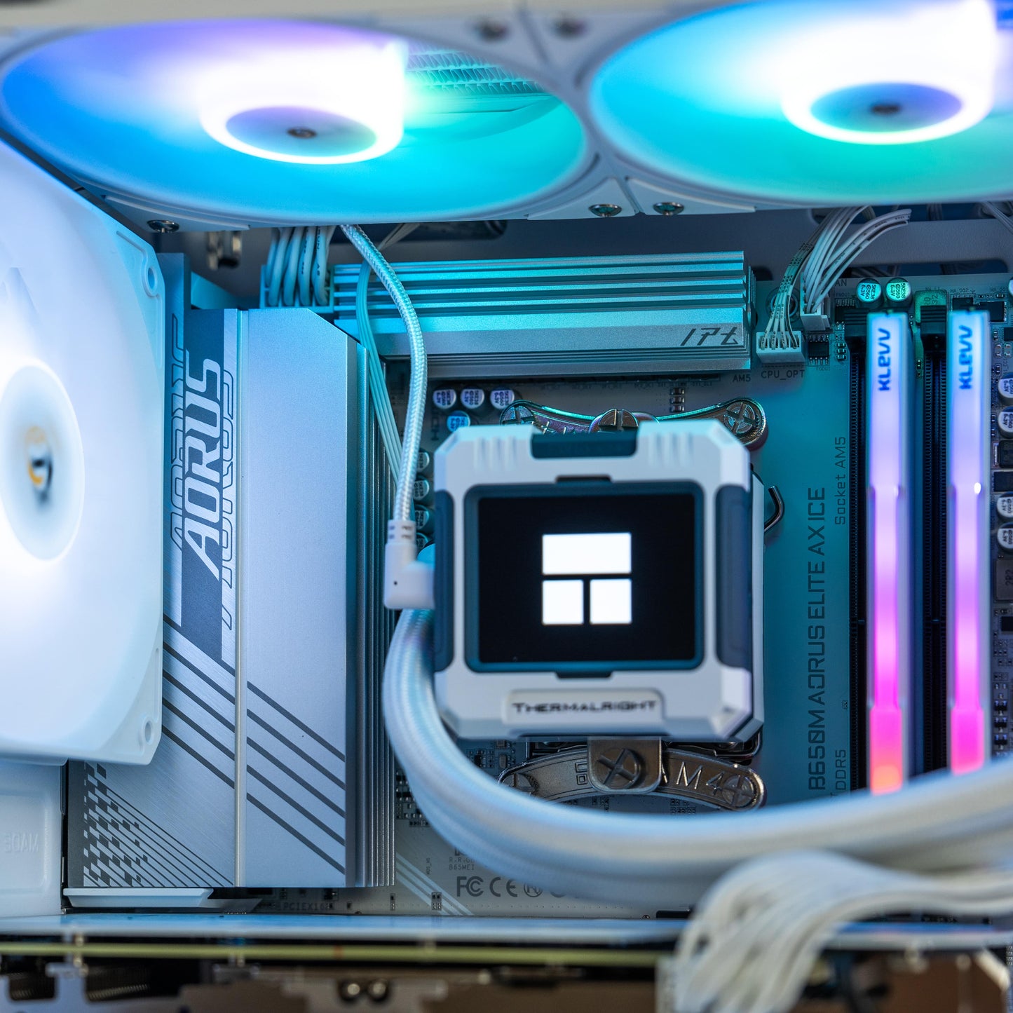 White custom AMD gaming PC with RGB lighting – Ryzen 7 7700 with NVIDIA RTX 4060 Ti 8GB, 32GB DDR5, 1TB SSD in Antec C5 case, perfect for smooth 1080p and 1440p gaming in Australia