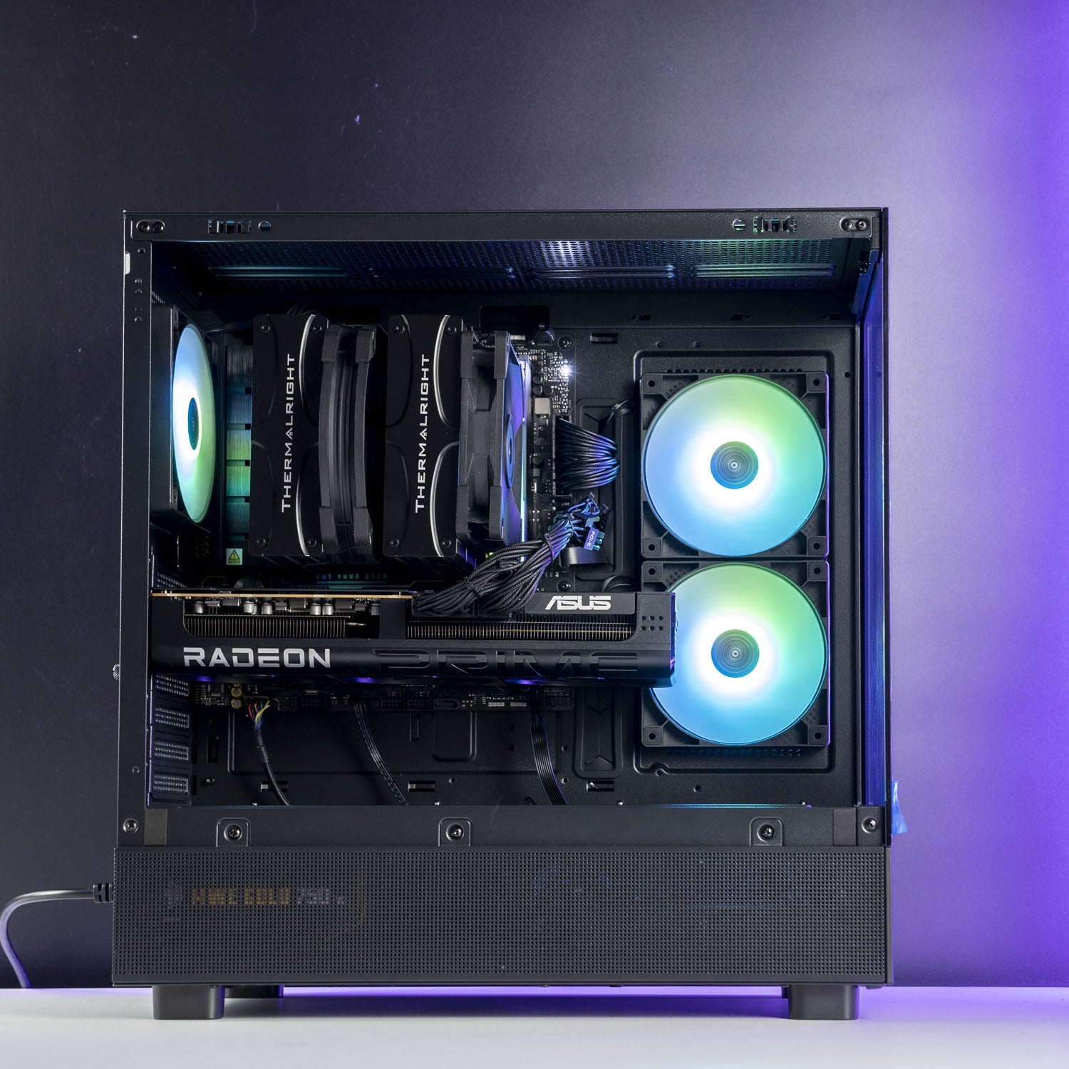 Black custom AMD gaming PC with RGB lighting – Ryzen 7 7800X3D with Radeon RX 9070 XT 16GB, 32GB DDR5, 2TB SSD in Montech XR case, built for high-refresh 1440p and 4K gaming in Australia
