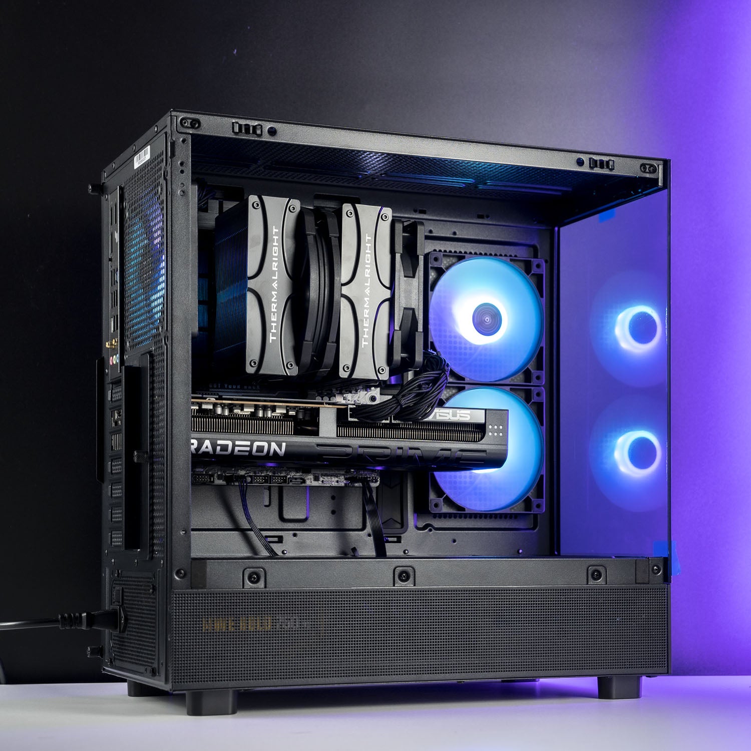 Black custom AMD gaming PC with RGB lighting – Ryzen 7 7800X3D with Radeon RX 9070 XT 16GB, 32GB DDR5, 2TB SSD in Montech XR case, built for high-refresh 1440p and 4K gaming in Australia