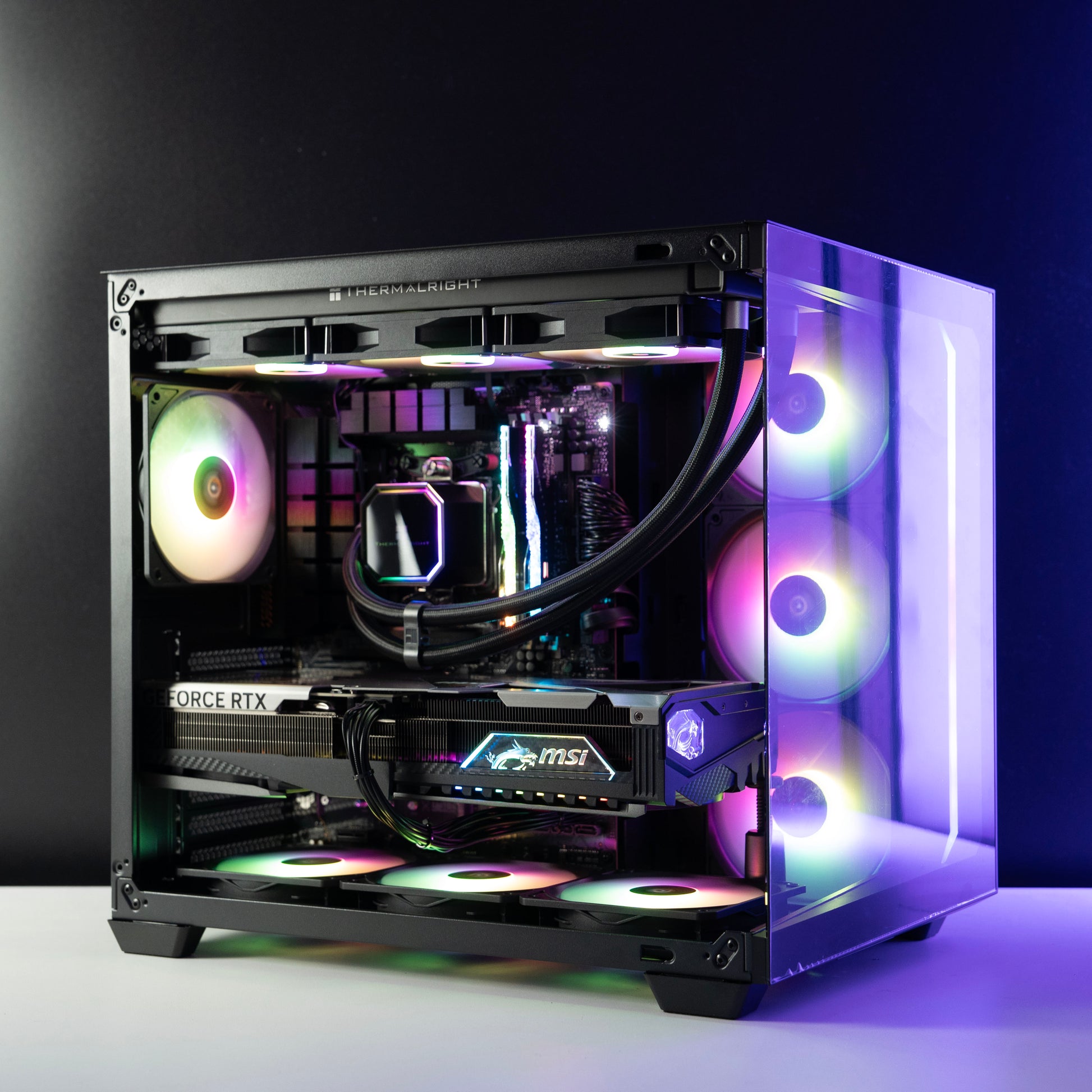 Black custom AMD gaming PC with RGB lighting – Ryzen 7 9800X3D with NVIDIA RTX 5070 Ti 16GB, 32GB DDR5, 2TB SSD in Antec C5 case, designed for 1440p and 4K gaming in Australia