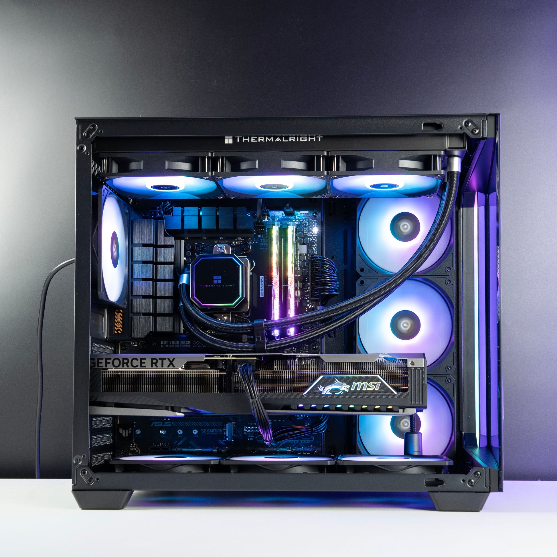 Black custom AMD gaming PC with RGB lighting – Ryzen 7 9800X3D with NVIDIA RTX 5070 Ti 16GB, 32GB DDR5, 2TB SSD in Antec C5 case, designed for 1440p and 4K gaming in Australia