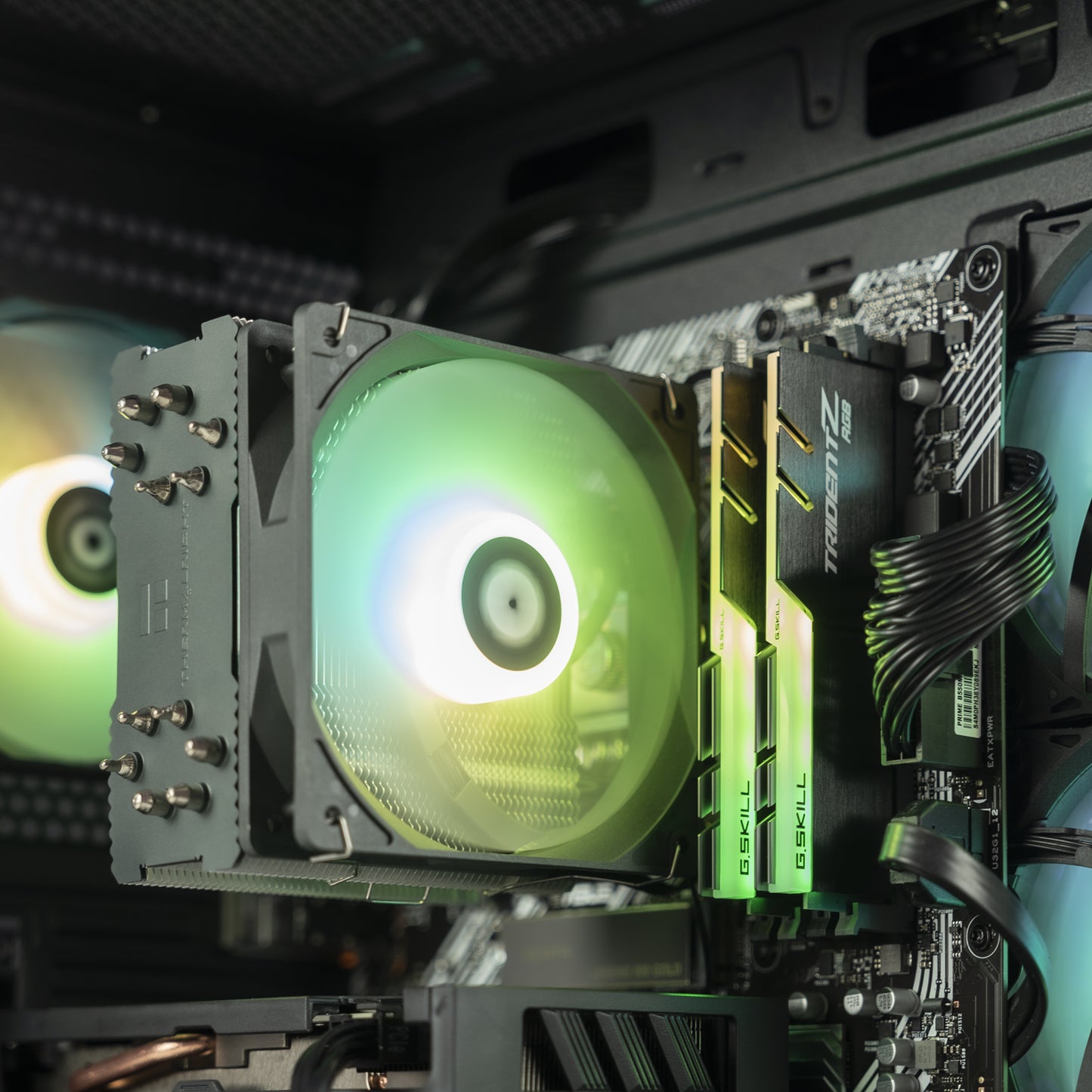 Black AMD custom gaming PC with RGB lighting – Ryzen 5 5600 with NVIDIA RTX 4060 8GB, 32GB DDR4, 1TB SSD in Thermaltake View 170 case, perfect for smooth 1080p and 1440p gaming in Australia