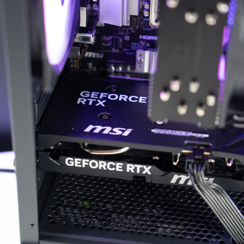 Black AMD custom gaming PC with RGB lighting – Ryzen 5 8400F with NVIDIA RTX 5060 8GB, 32GB DDR5, 1TB SSD in Thermaltake View 170 case, designed for smooth 1080p gaming in Australia