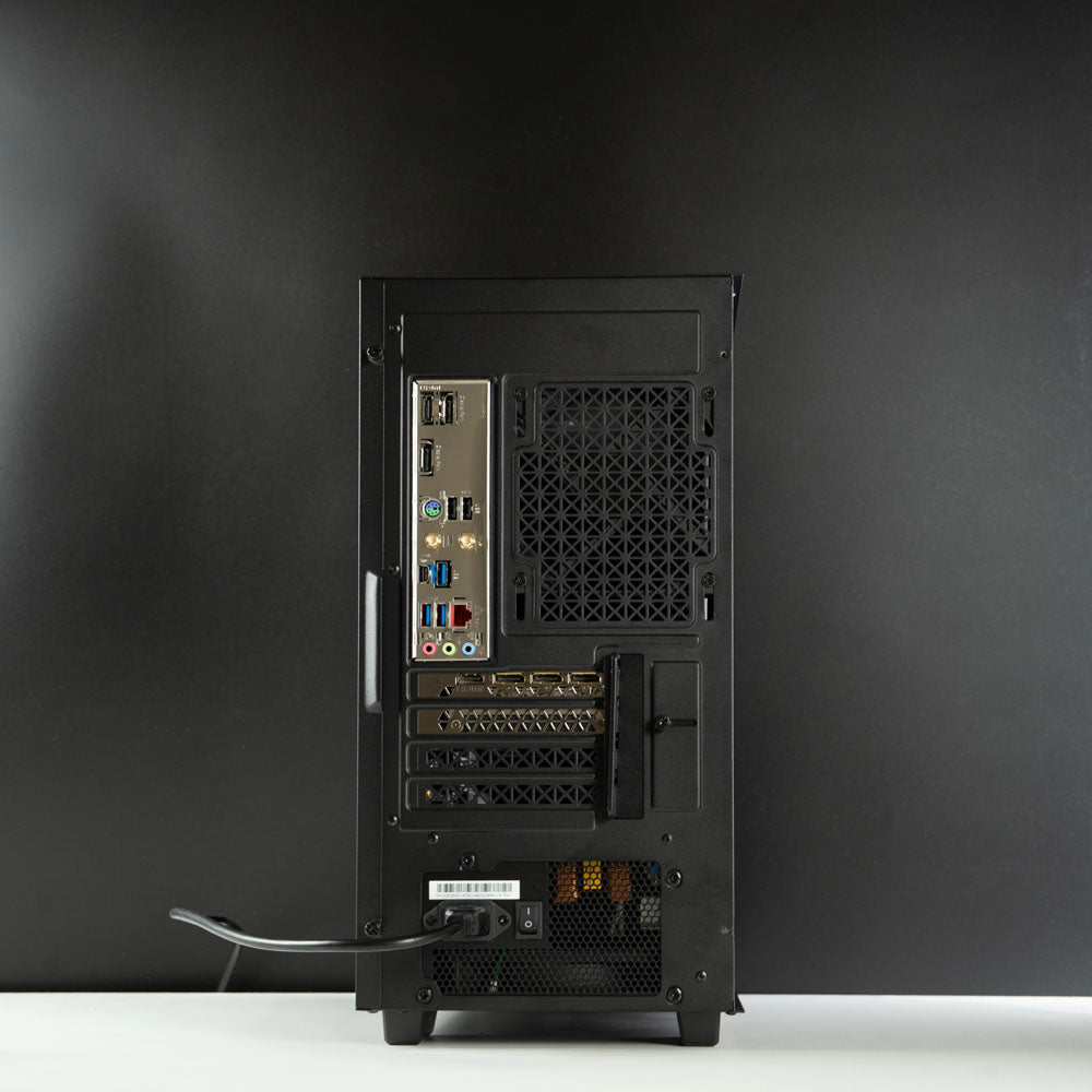Minimalistic black AMD custom gaming PC – Ryzen 7 7800X3D with NVIDIA RTX 5070 Ti 16GB, 32GB DDR5, 2TB SSD in Deepcool Macube 110 case, designed for smooth 1440p and 4K gaming in Australia with a clean and modern look.