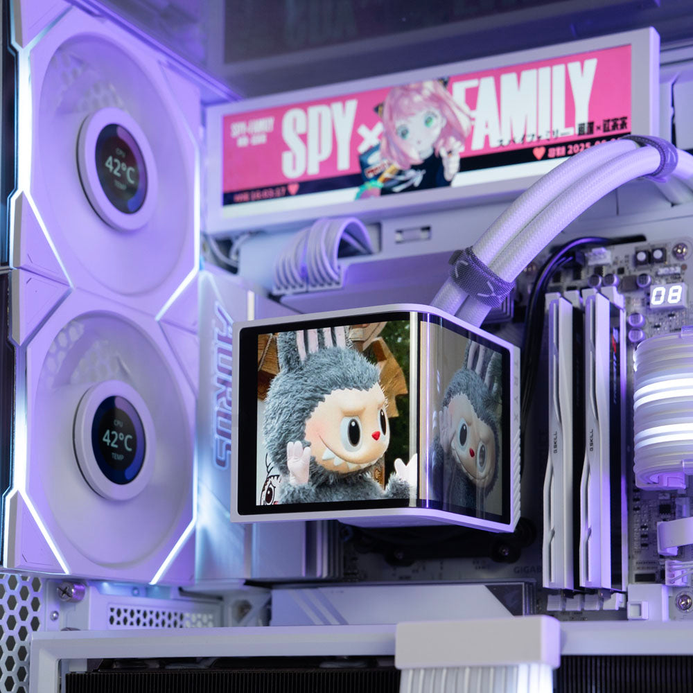 White AMD custom gaming PC with RGB lighting – Ryzen 7 7800X3D with NVIDIA RTX 5090 32GB, 64GB DDR5, 4TB SSD in Lian Li O11 Vision Compact case, designed for 4K and 8K ultra gaming and content creation in Australia