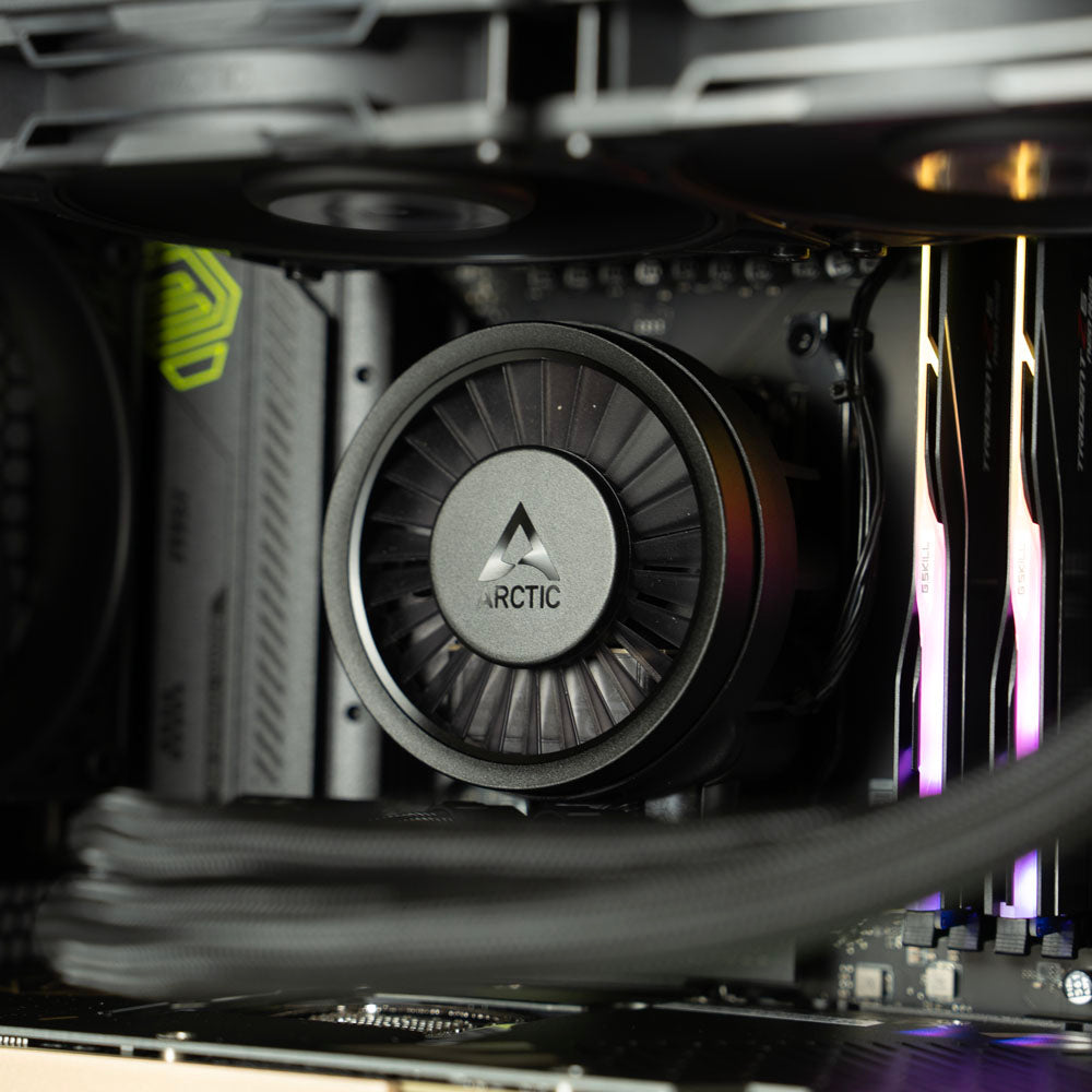 Black custom AMD gaming PC – Ryzen 9 9950X3D with NVIDIA RTX 5090 32GB, 64GB DDR5, 4TB SSD in NZXT H5 Flow case, built for 4K and 8K gaming in Australia