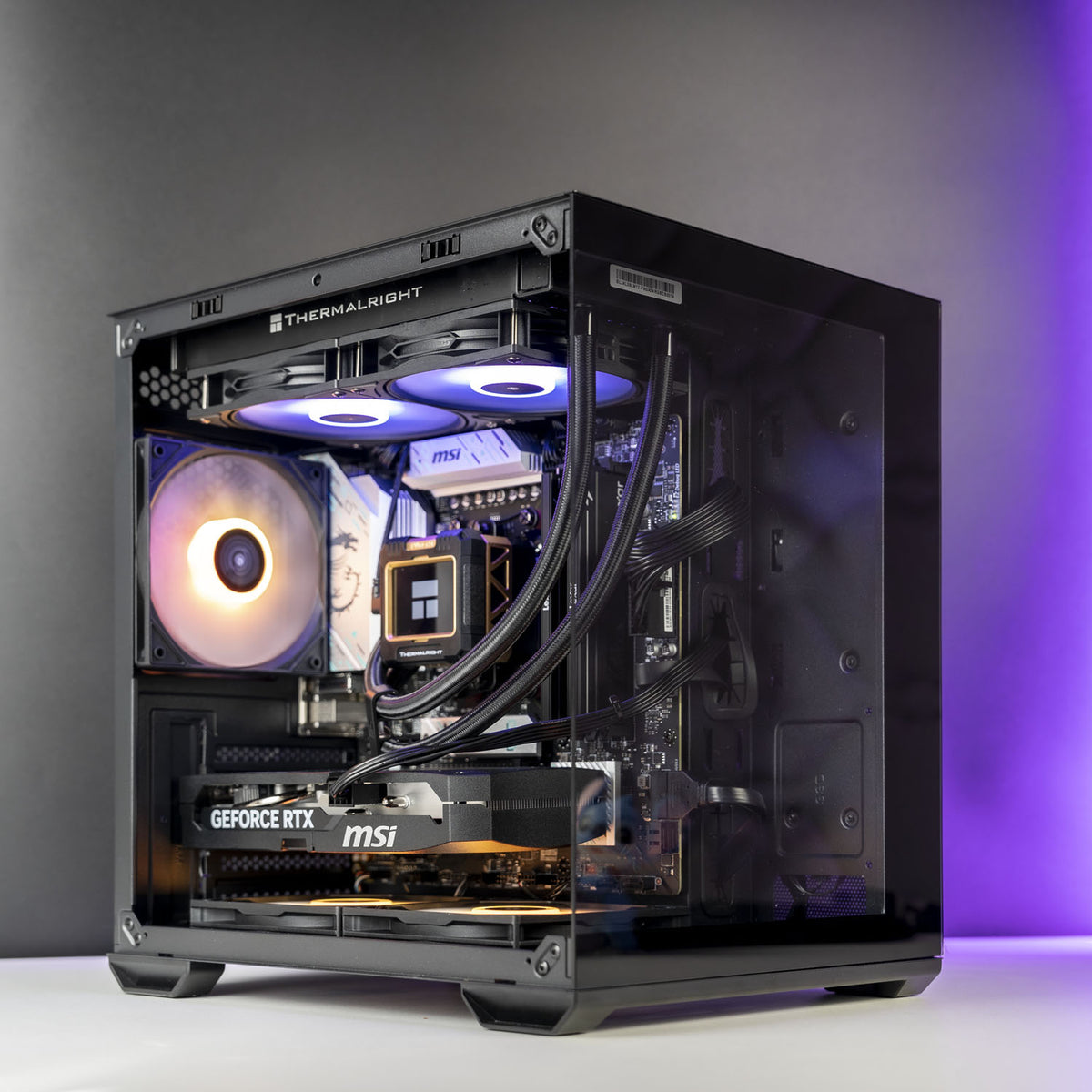 AMD Gaming PC side view, Thermaltake View 170 case in black