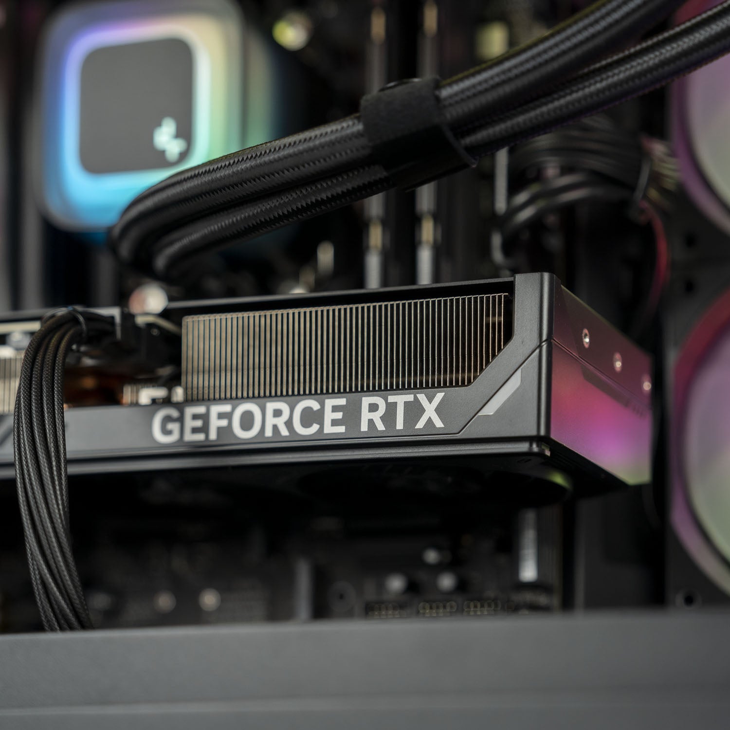 AMD Ryzen 7 9800X3D gaming PC with RTX 5070 12GB and 360mm RGB liquid cooler in Gigabyte C201 case