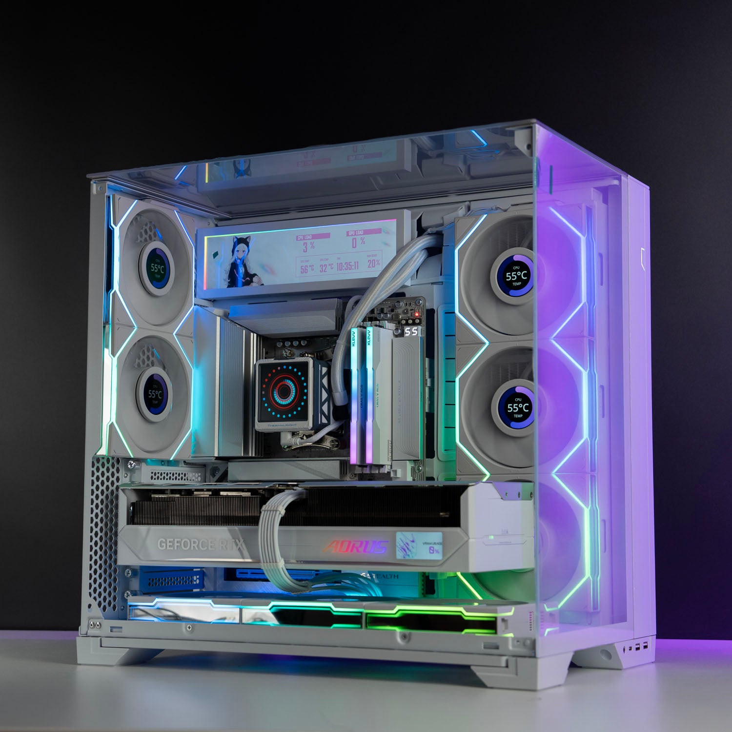 Custom All-White Gaming PC – AMD Ryzen 9 9950X3D RTX 5080 Gigabyte AORUS Stealth ICE Back-Connect Motherboard Lian Li O11