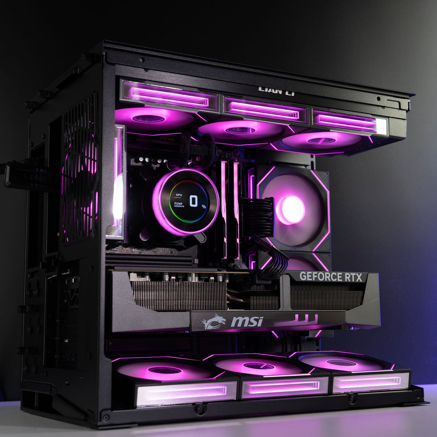 Custom All-Black Gaming PC – AMD Ryzen 9 9950X3D MSI RTX 5090 32GB Lian Li O11 Dynamic Mini V2 Hydroshift II 360 AIO