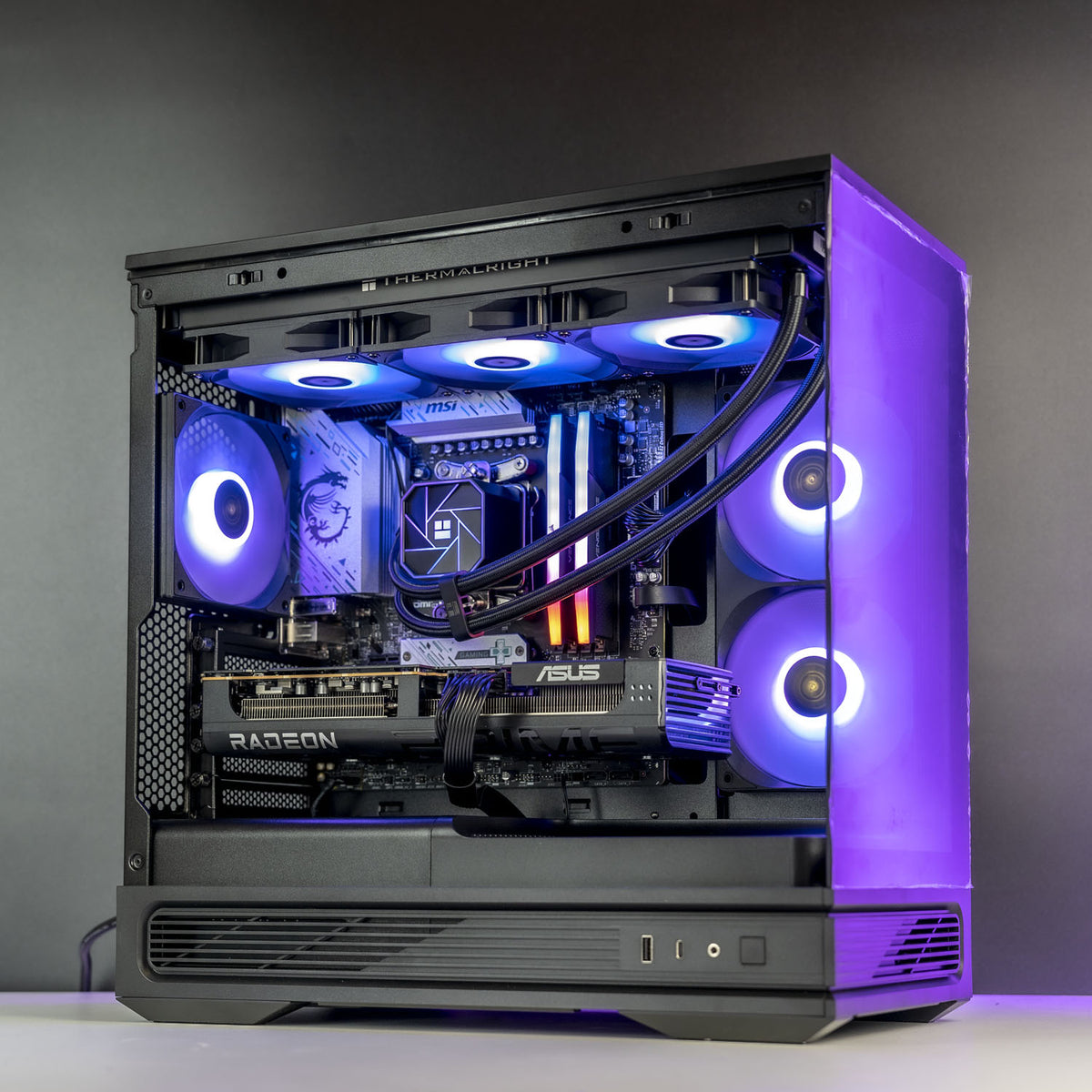 AMD Gaming PC with Ryzen 7 7800X3D and Radeon RX 9070 — Antec C2M case in black, front view