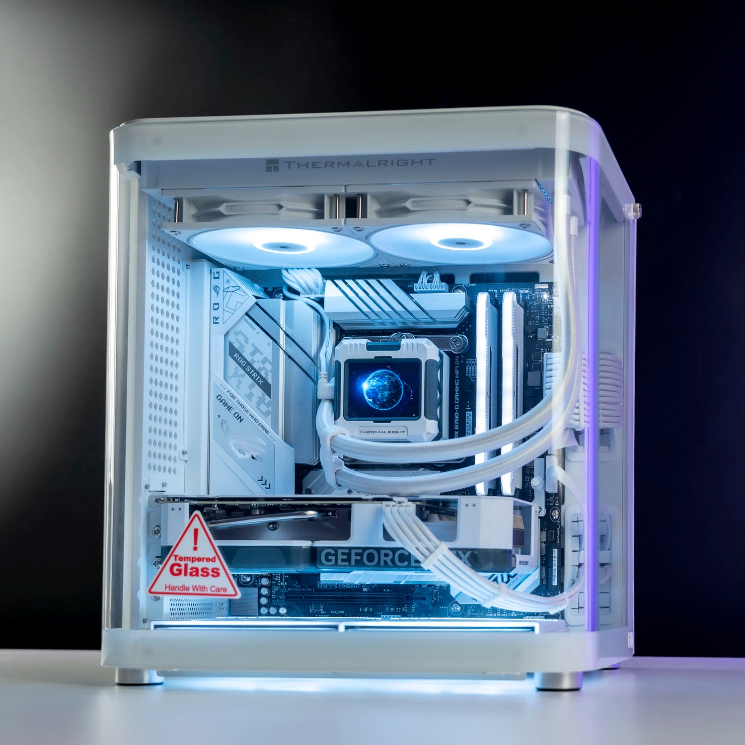White Intel custom gaming PC with RGB lighting – Intel Core i5-12600KF with NVIDIA RTX 4060 Ti 8GB, 32GB DDR5, 1TB SSD in Jonsbo TK-1 case, ideal for smooth 1080p and 1440p gaming in Australia