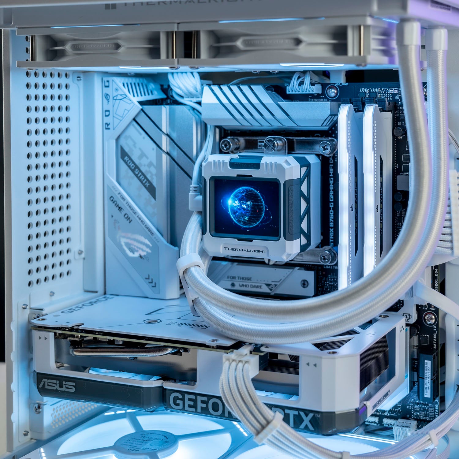 White Intel custom gaming PC with RGB lighting – Intel Core i5-12600KF with NVIDIA RTX 4060 Ti 8GB, 32GB DDR5, 1TB SSD in Jonsbo TK-1 case, ideal for smooth 1080p and 1440p gaming in Australia