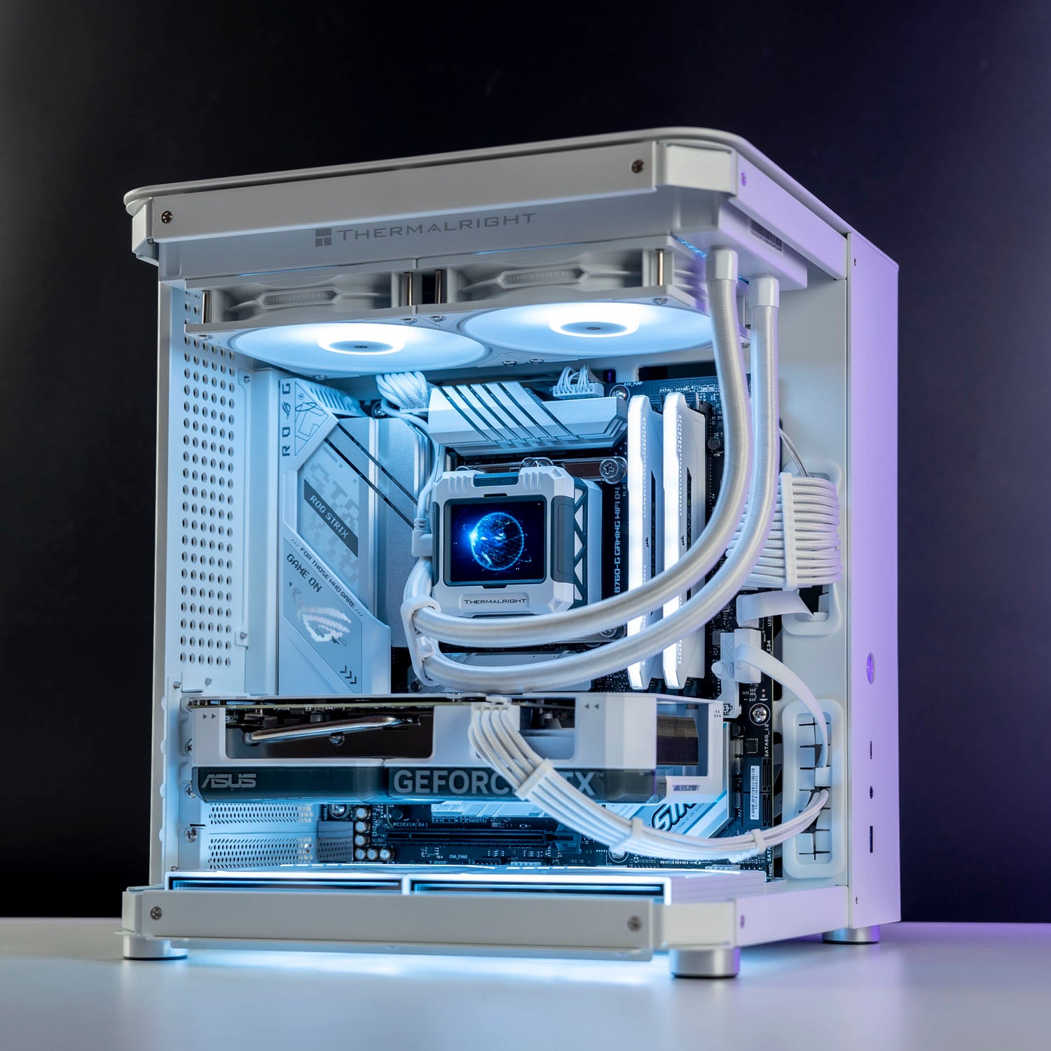 White Intel custom gaming PC with RGB lighting – Intel Core i5-12600KF with NVIDIA RTX 4060 Ti 8GB, 32GB DDR5, 1TB SSD in Jonsbo TK-1 case, ideal for smooth 1080p and 1440p gaming in Australia