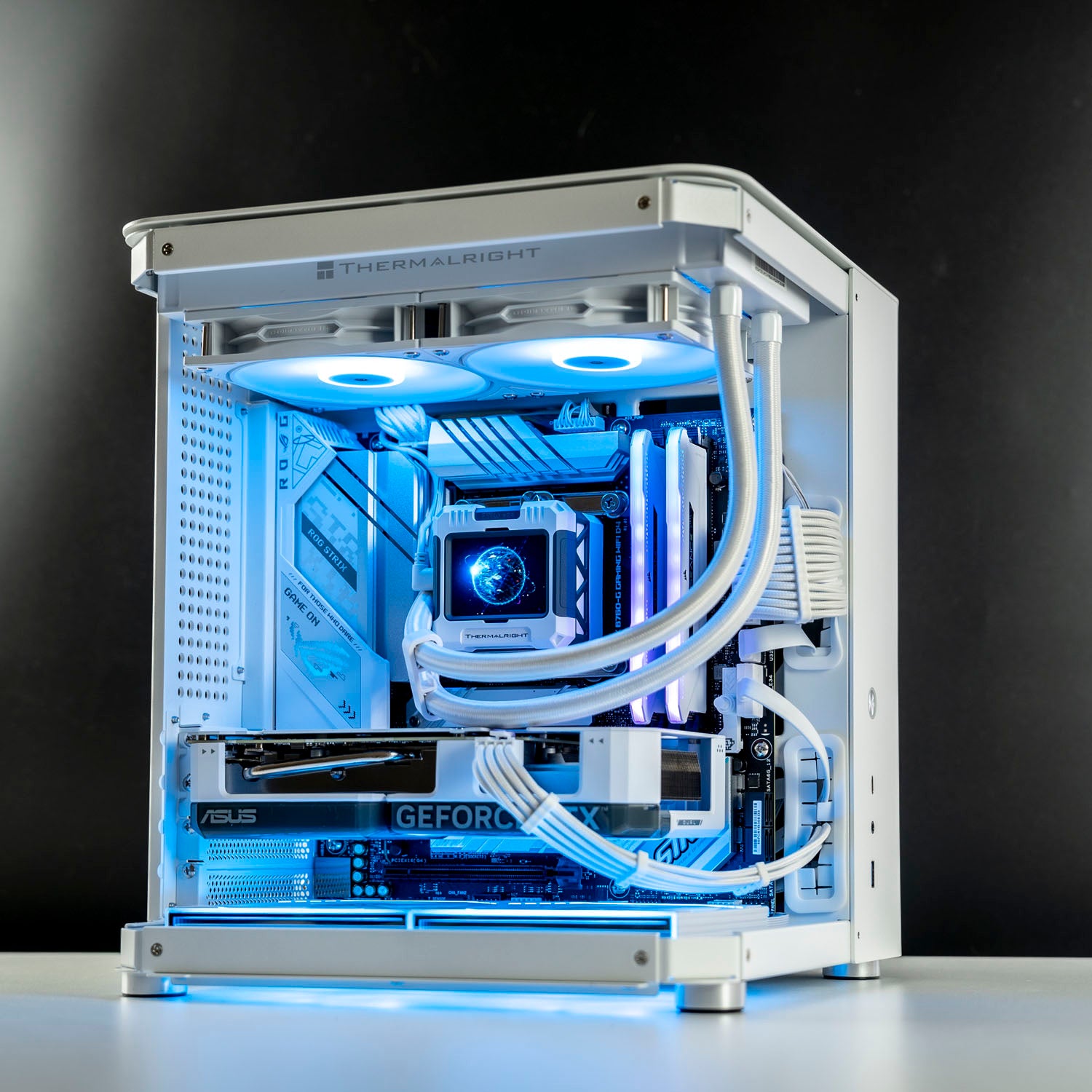 White Intel custom gaming PC with RGB lighting – Intel Core i5-12600KF with NVIDIA RTX 4060 Ti 8GB, 32GB DDR5, 1TB SSD in Jonsbo TK-1 case, ideal for smooth 1080p and 1440p gaming in Australia