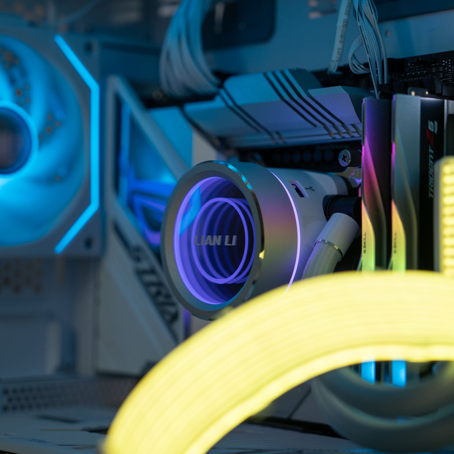 White Intel custom gaming PC with RGB lighting – Intel Core i7-14700K with ASUS ROG Strix RTX 4080 Super 16GB, 32GB DDR5, 4TB SSD in Lian Li O11D EVO case, built for ultra 4K gaming and content creation in Australia