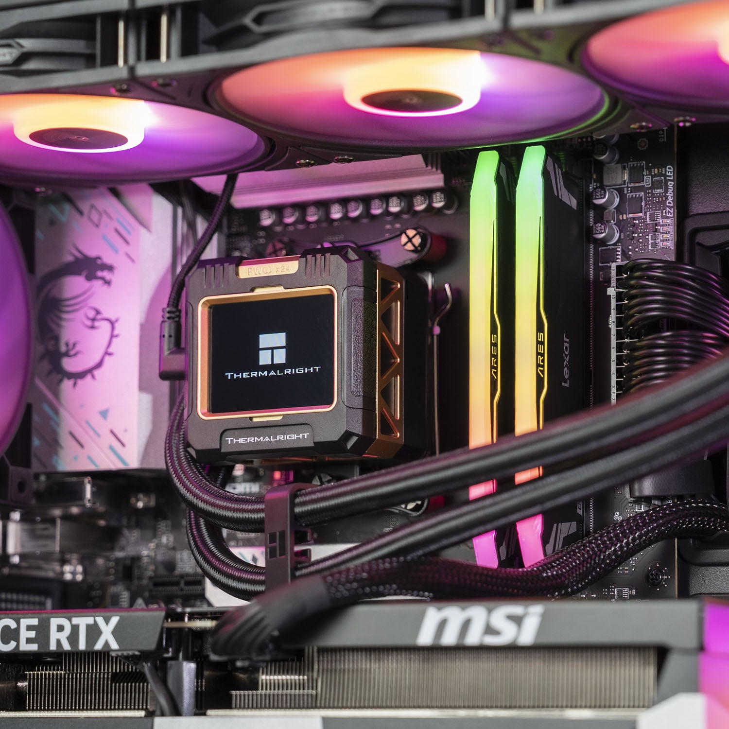 Black AMD custom gaming PC with RGB lighting– Ryzen 7 7800X3D with RTX 5070 Ti, 32GB DDR5, 2TB SSD in Montech XR case, built for 1440p/4K gaming in Australia