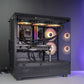 Black AMD custom gaming PC with RGB lighting– Ryzen 7 7800X3D with RTX 5070 Ti, 32GB DDR5, 2TB SSD in Montech XR case, built for 1440p/4K gaming in Australia