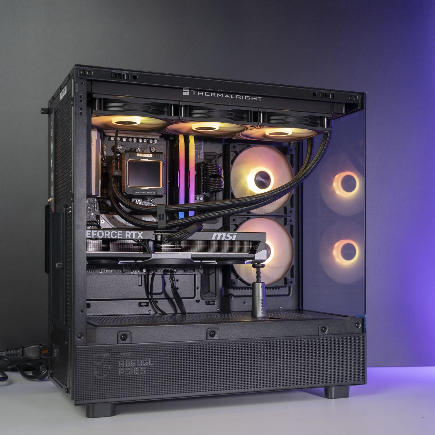 Black AMD custom gaming PC with RGB lighting– Ryzen 7 7800X3D with RTX 5070 Ti, 32GB DDR5, 2TB SSD in Montech XR case, built for 1440p/4K gaming in Australia