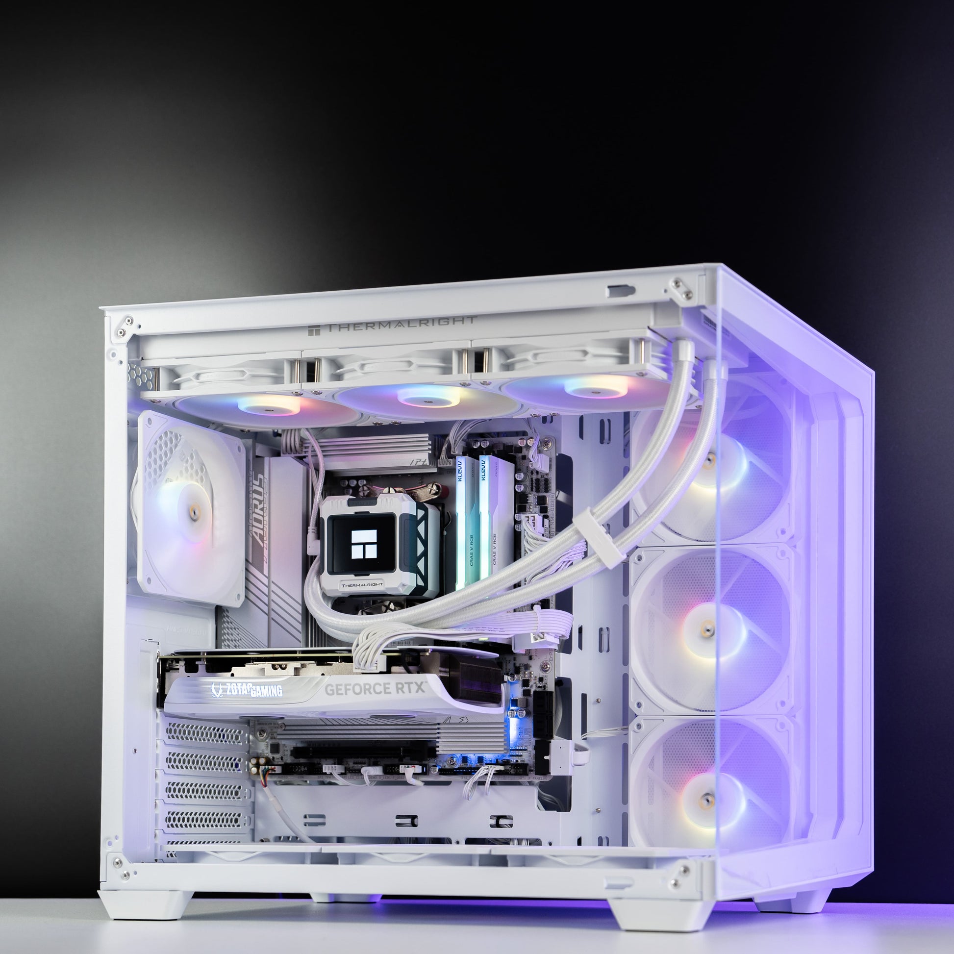 White custom AMD gaming PC with RGB lighting – Ryzen 7 7700 with NVIDIA RTX 4060 Ti 8GB, 32GB DDR5, 1TB SSD in Antec C5 case, perfect for smooth 1080p and 1440p gaming in Australia