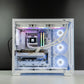 White custom AMD gaming PC with RGB lighting – Ryzen 7 7700 with NVIDIA RTX 4060 Ti 8GB, 32GB DDR5, 1TB SSD in Antec C5 case, perfect for smooth 1080p and 1440p gaming in Australia