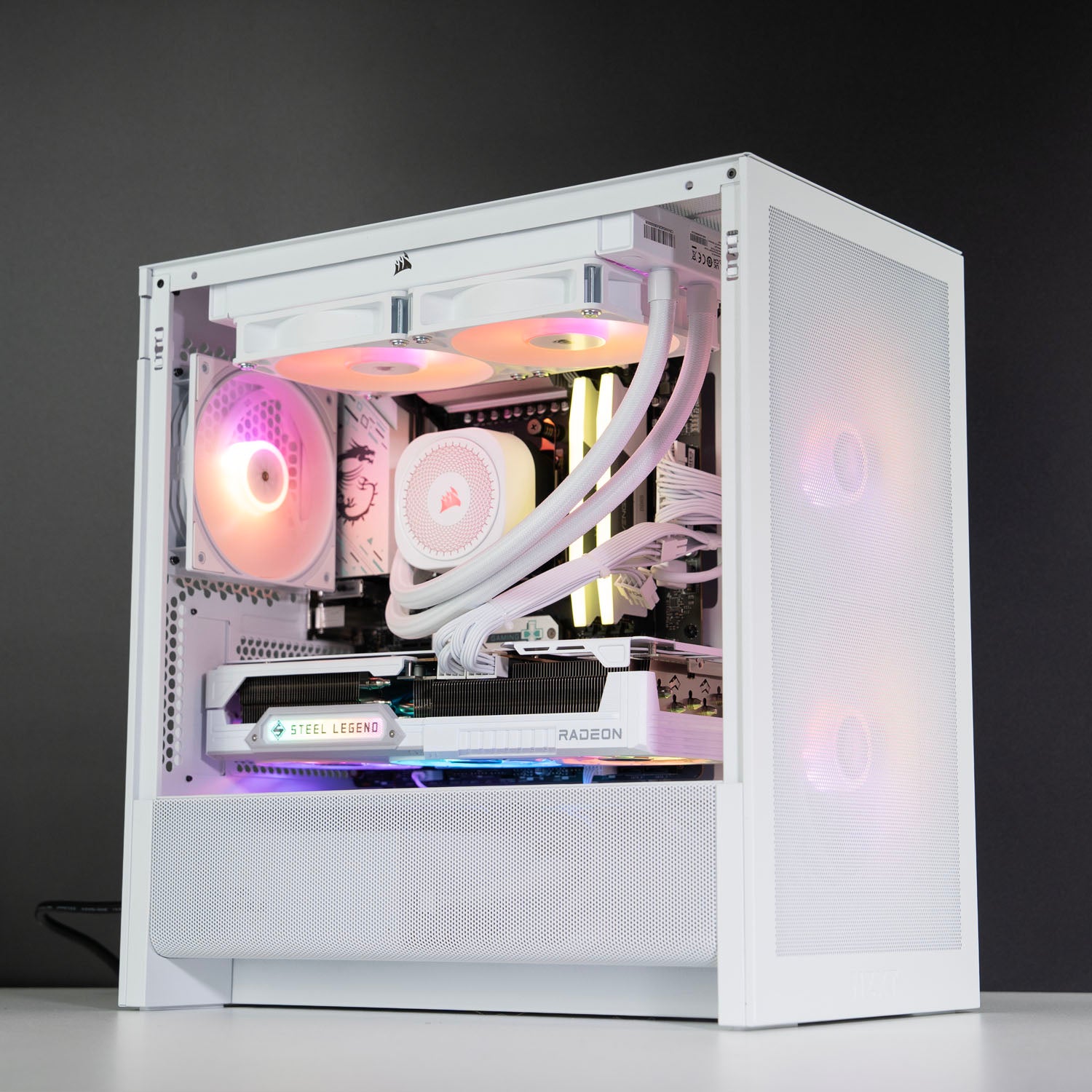 Custom All-White Gaming PC – AMD Ryzen 7 9700X Gigabyte RX 9070 XT 16GB ICE NZXT H3 Flow White