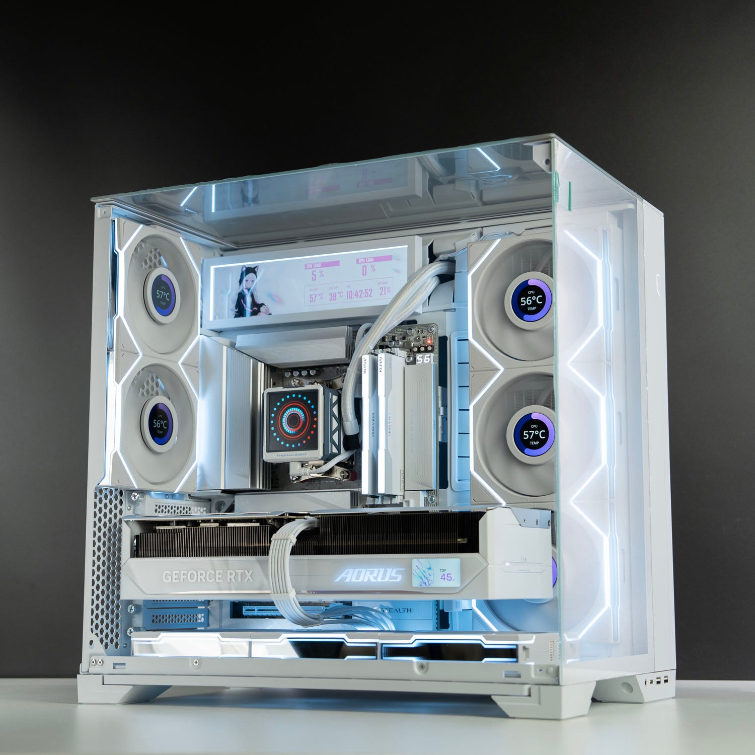 Custom All-White Gaming PC – AMD Ryzen 9 9950X3D RTX 5080 Gigabyte AORUS Stealth ICE Back-Connect Motherboard Lian Li O11