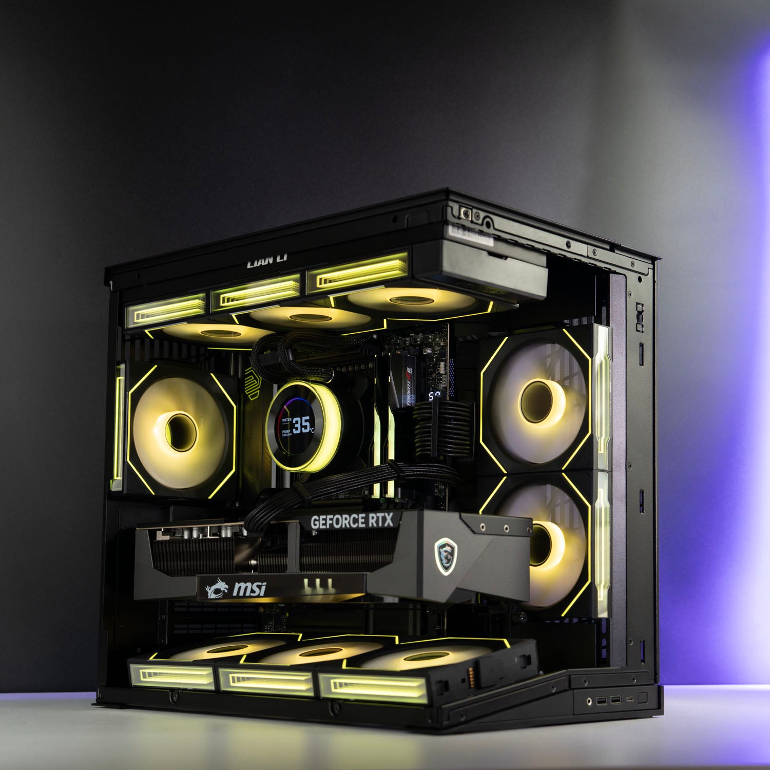 Custom All-Black Gaming PC – AMD Ryzen 9 9950X3D MSI RTX 5090 32GB Lian Li O11 Dynamic Mini V2 Hydroshift II 360 AIO