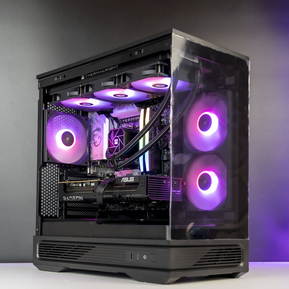 AMD Gaming PC side view, Antec C2M case in black
