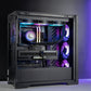 High-end black AMD custom gaming PC with RGB lighting – Ryzen 9 9950X3D with NVIDIA RTX 5090 32GB, 96GB DDR5, 4TB Gen5 SSD and 420mm liquid cooler in ASUS TUF GT302 case, built for ultra 4K and 8K gaming, streaming, and professional creative workloads in Australia.