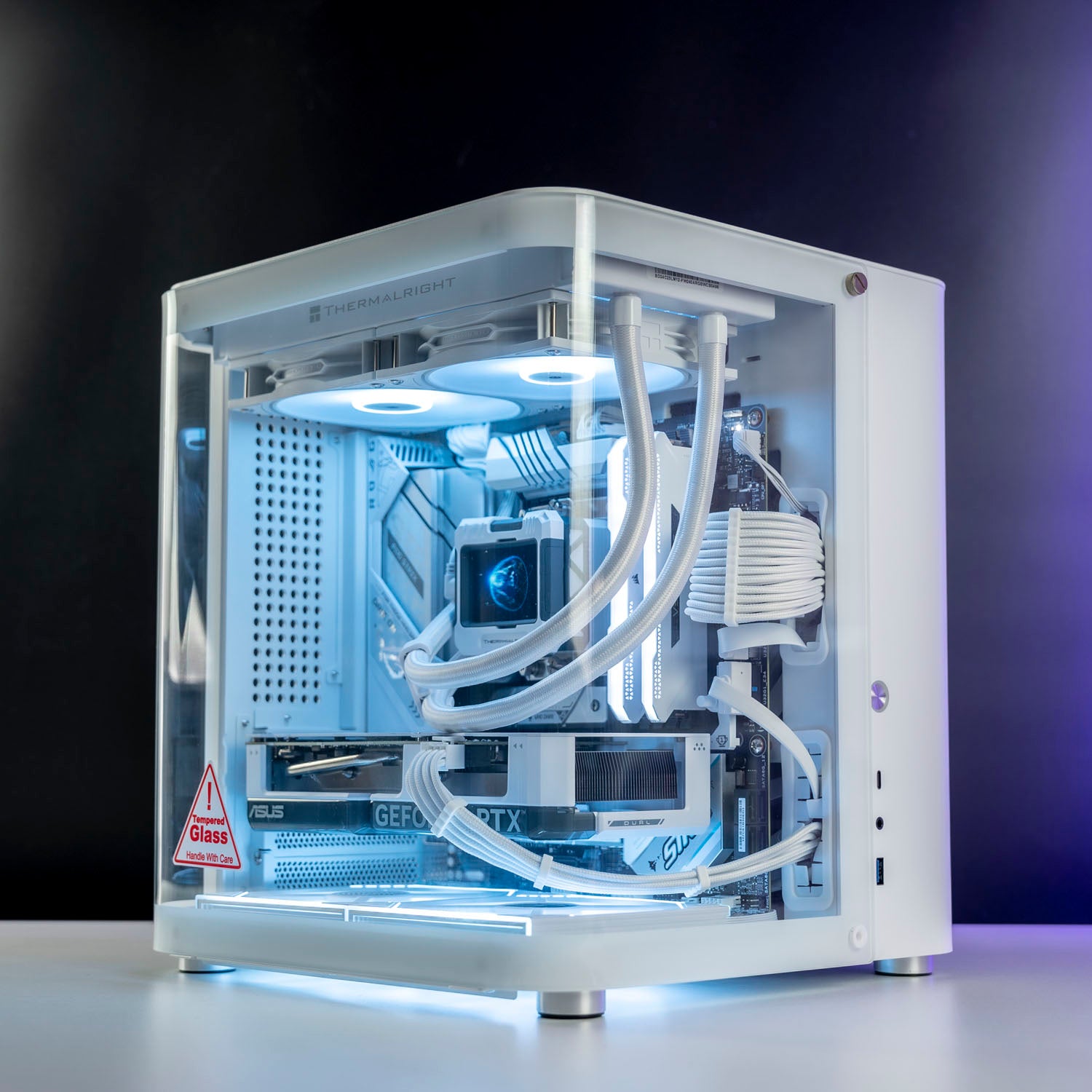 White Intel custom gaming PC with RGB lighting – Intel Core i5-12600KF with NVIDIA RTX 4060 Ti 8GB, 32GB DDR5, 1TB SSD in Jonsbo TK-1 case, ideal for smooth 1080p and 1440p gaming in Australia 