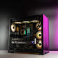 Black Intel custom gaming PC with RGB lighting – Intel Core i9-14900K with ASUS TUF RTX 4090 24GB, 32GB DDR5, 4TB SSD in a high-end case, built for 4K and 8K gaming and content creation in Australia